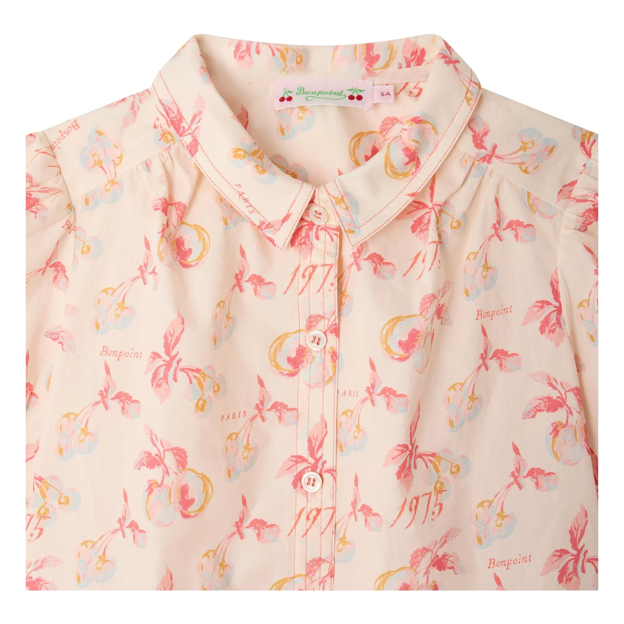 Blouse Mathilda Cerises Coton Bio | Ecru- Image produit n°1