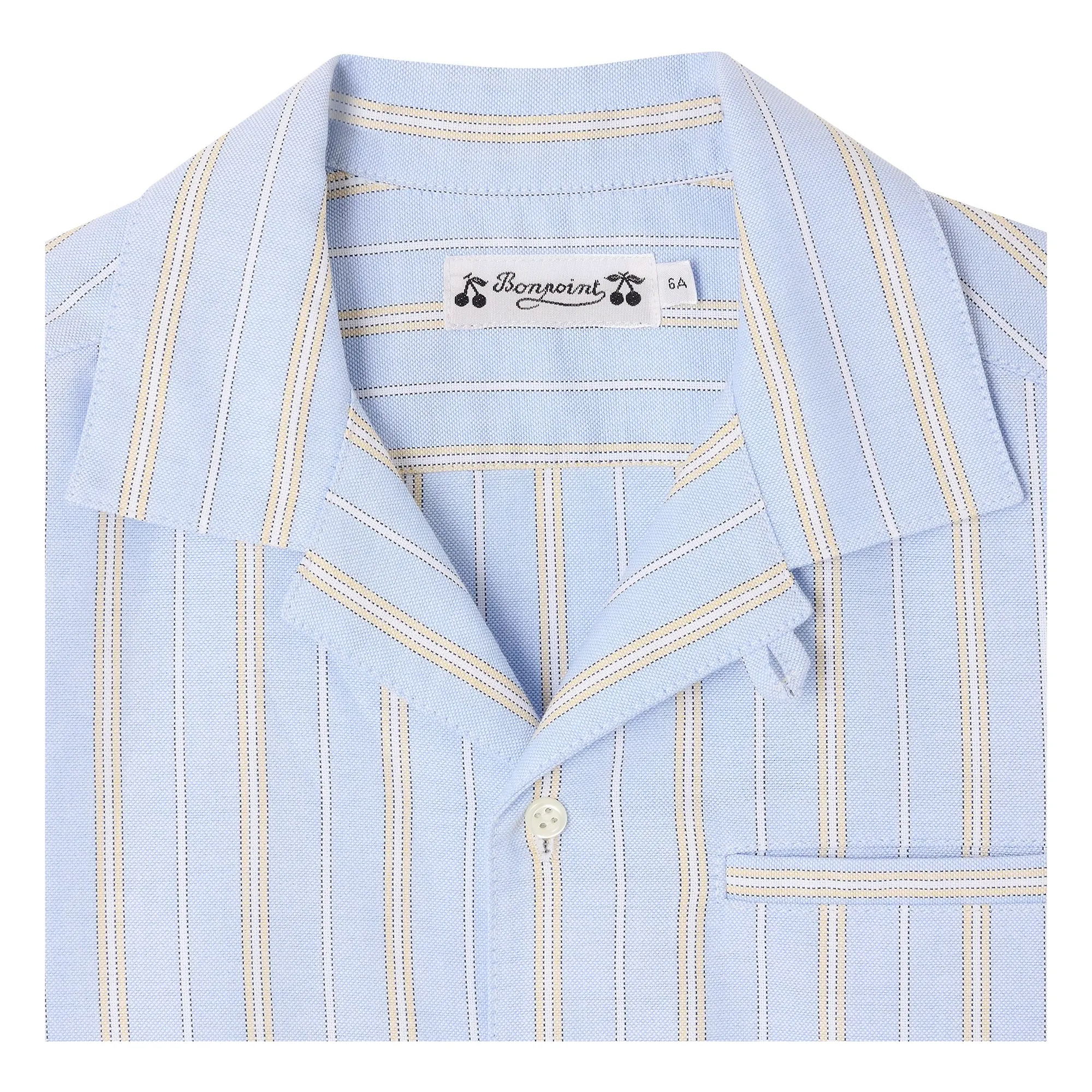 Chemise Mael Rayée Coton Bio | Bleu Clair- Image produit n°1