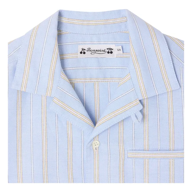 Mael Striped Organic Cotton Shirt | Light Blue