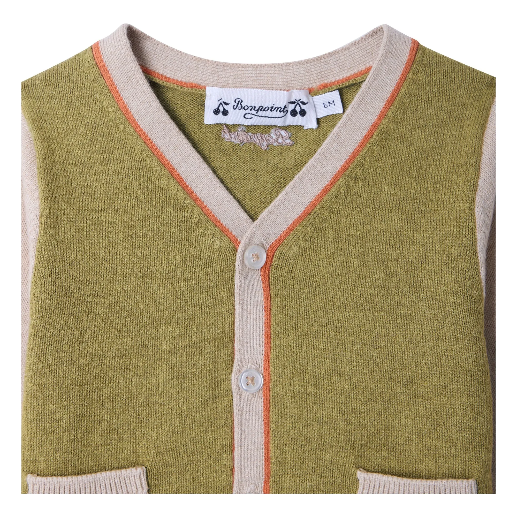 Cardigan Tahiel Coton Bio | Kaki- Image produit n°1