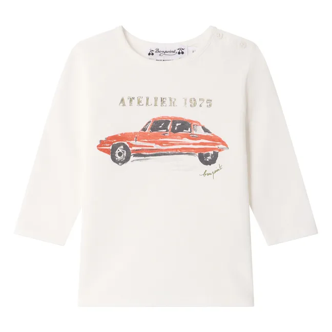 T-shirt Tahsin Voiture Coton Bio | Blanc