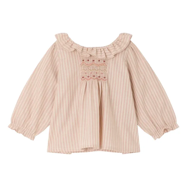 Blouse Smockée Mulietti Rayée | Ecru