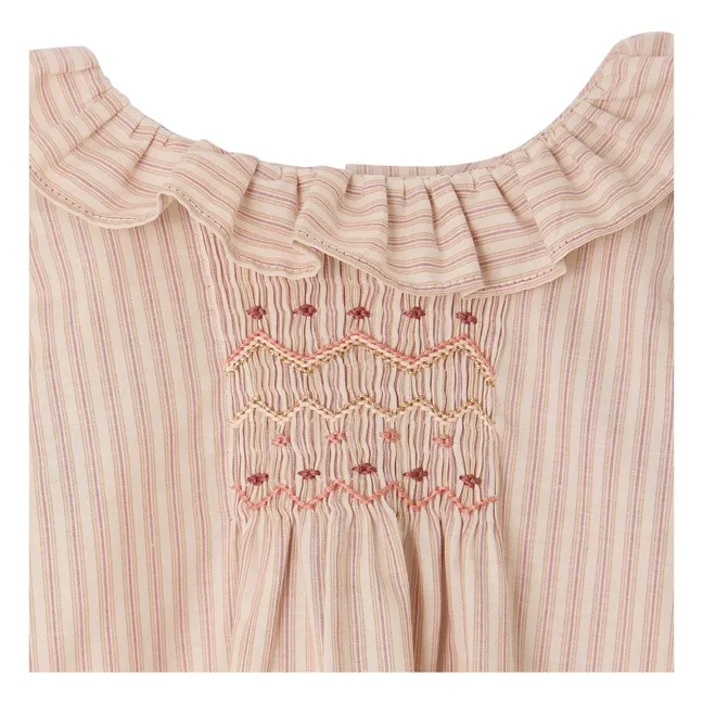 Blouse Smockée Mulietti Rayée | Ecru