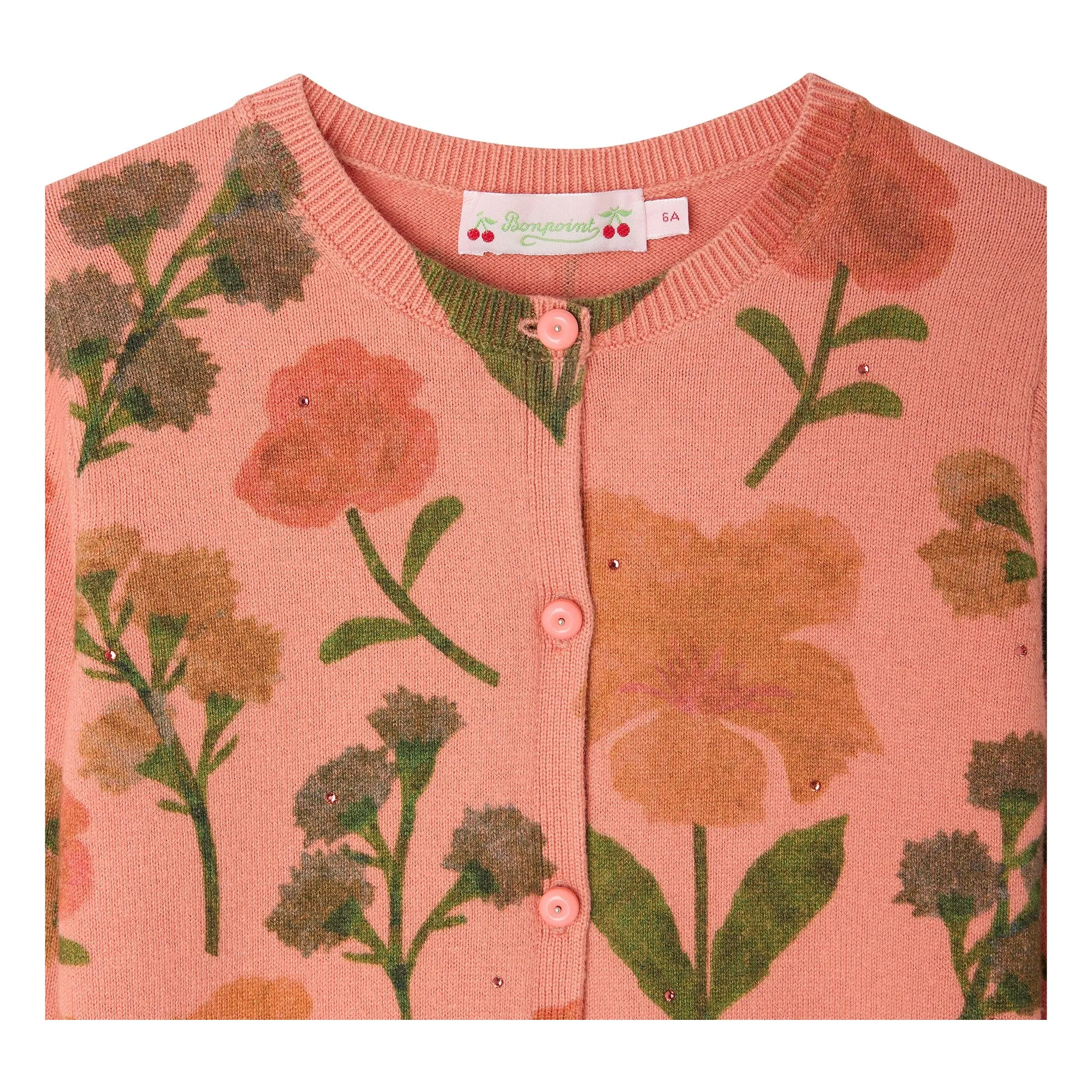 Cardigan Mina Fleuri Coton Bio | Rose- Image produit n°1