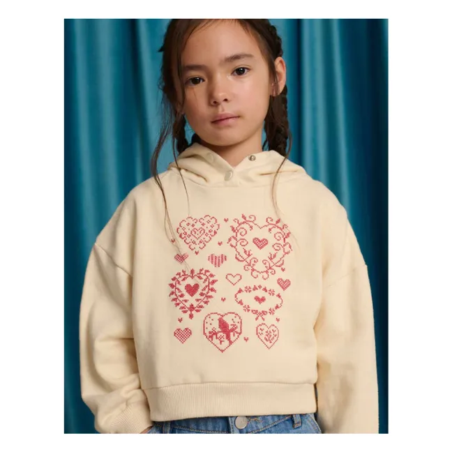 Sweat Capuche Brodé Isabela | Ecru
