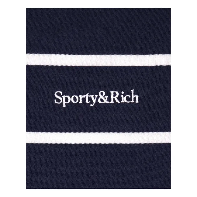 Rugby Polo Serif Logo Stripe | Navy blue