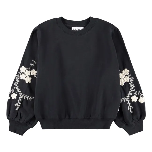 Pull Maribel Fleurs Coton Bio | Noir