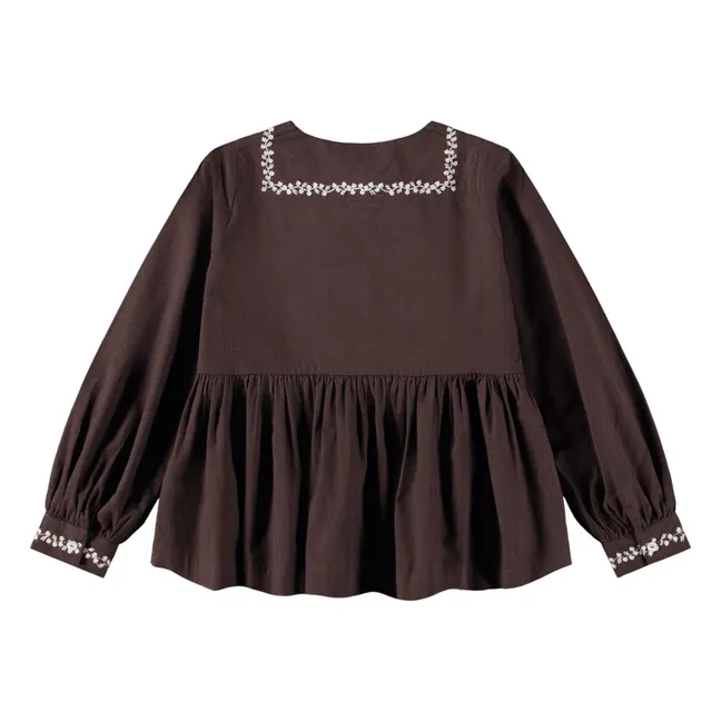 Blusa bordada Rhonda Algodón orgánico | Marrón