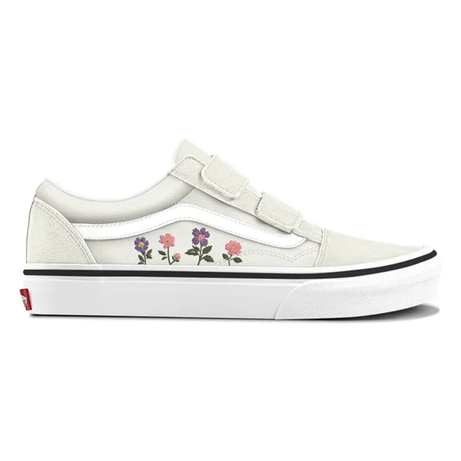 Baskets Scratchs Old Skool V Broderie Fleurs  | Blanc