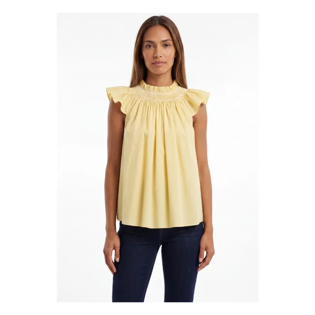 Top de popelina de algodón Mykonos | Amarillo
