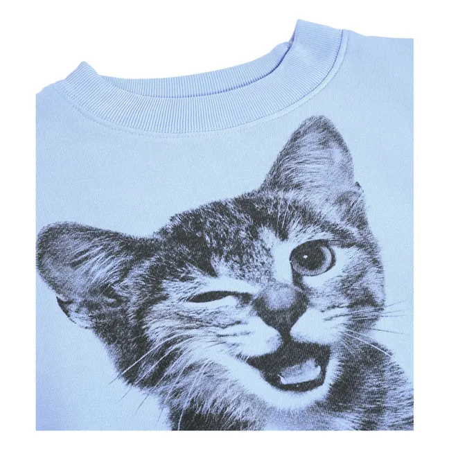Pull Marge Chat Coton Bio | Bleu ciel