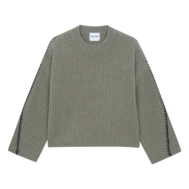 Pull Ilana Cachemire | Vert kaki chiné