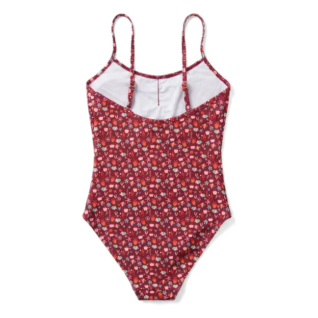 Maillot de Bain Coralie Fleuri | Rouge foncé