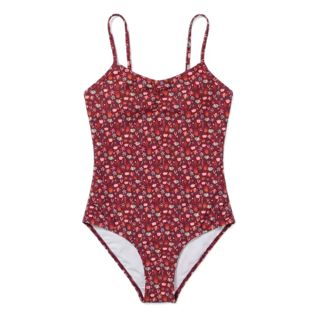 Maillot de Bain Coralie Fleuri | Rouge foncé