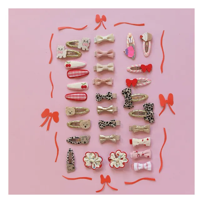 Lot de 4 Minis Barrettes Nœuds Léopard | Beige