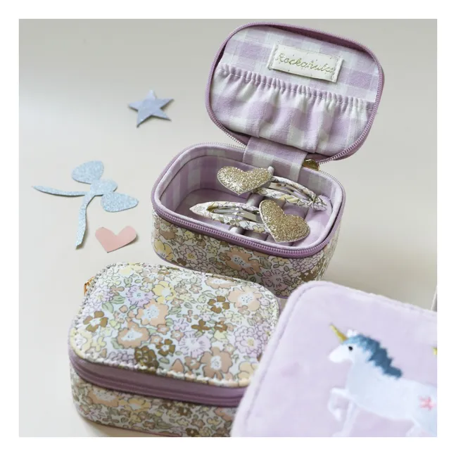 Lot de 2 Barrettes Cœur Fleuries | Doré