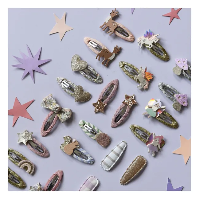 Lot de 2 Barrettes Cœur Fleuries | Doré