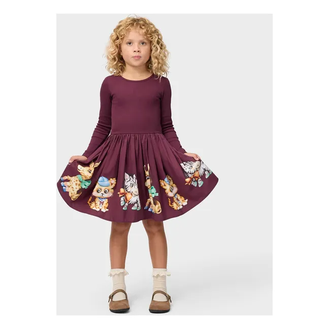 Robe Cassie Tigres Coton Bio | Bordeaux