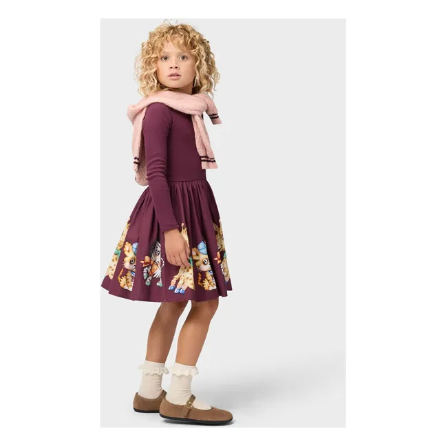 Kleid Cassie Tigers Bio-Baumwolle | Burgunderrot