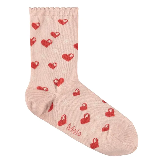Lote de 2 pares de calcetines Nomi Hearts | Rosa Pálido