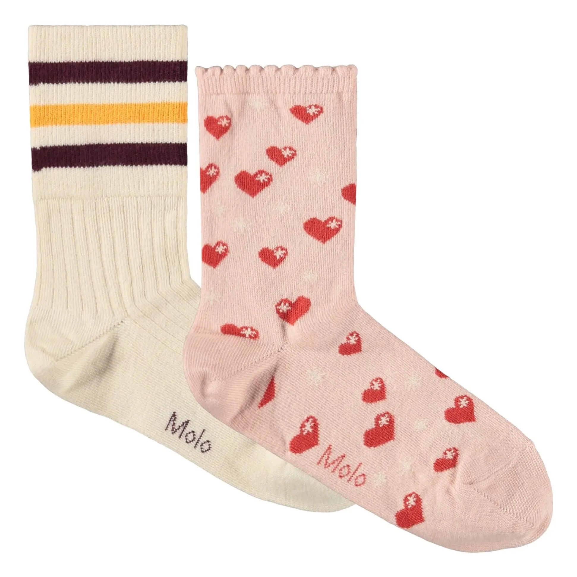 Lot de 2 Paires de Chaussettes Nomi Cœurs | Rose pâle- Image produit n°0