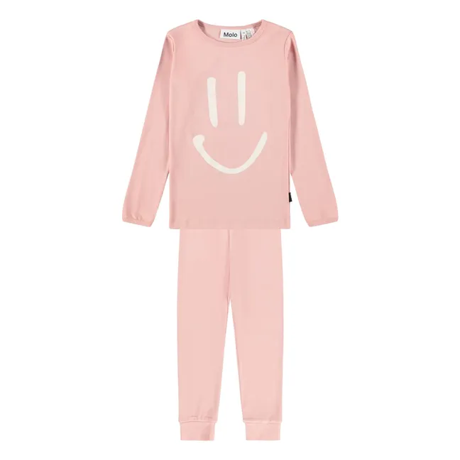 Pijama de algodón orgánico Lue Smiley | Rosa empolvado