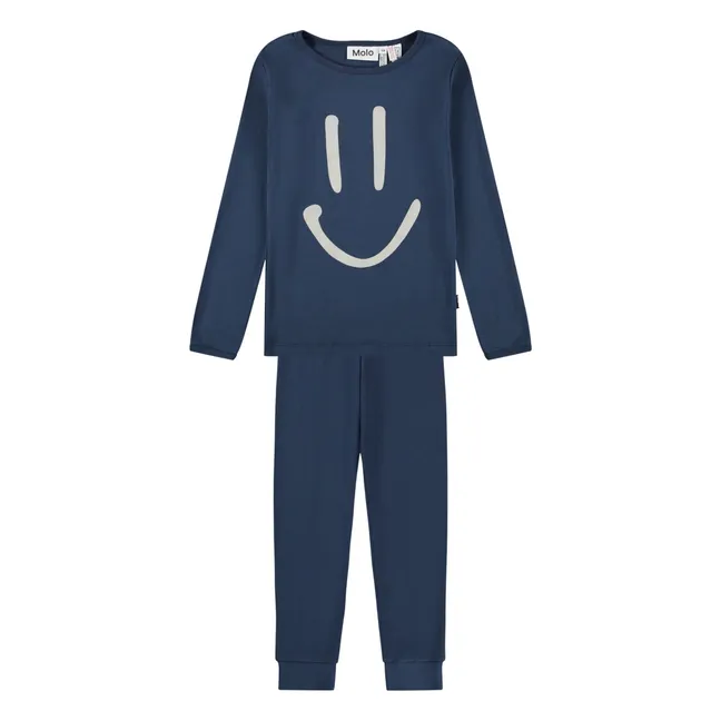 Pijama de algodón orgánico Lue Smiley | Azul Marino