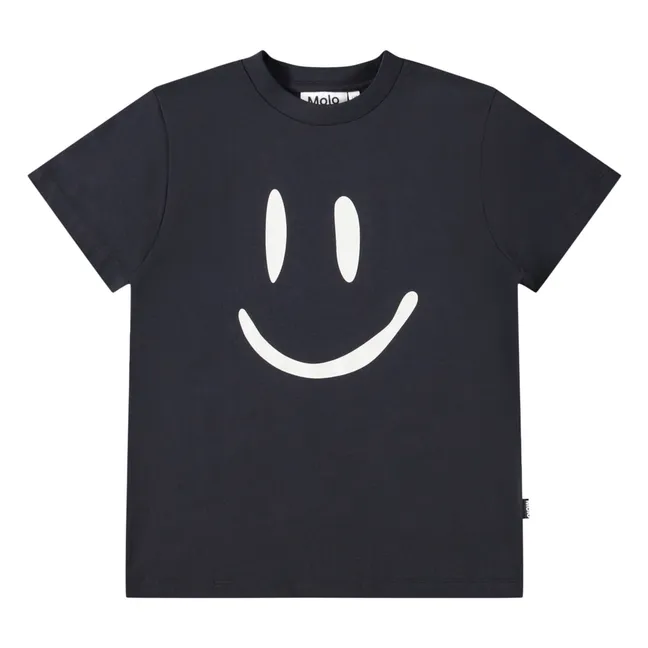 Camiseta de algodón orgánico Roxo Smiley | Negro