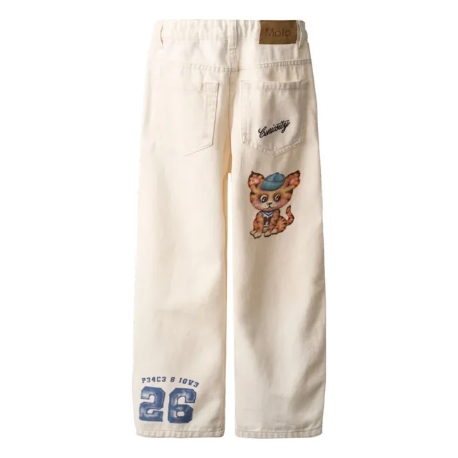 Jeans Aiden Herzen Bio-Baumwolle | Elfenbeinfarben