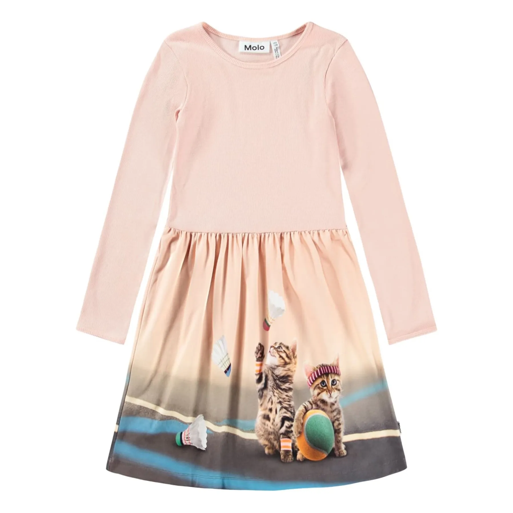 Molo Powder Pink Credence Organic Cotton Cats Dress