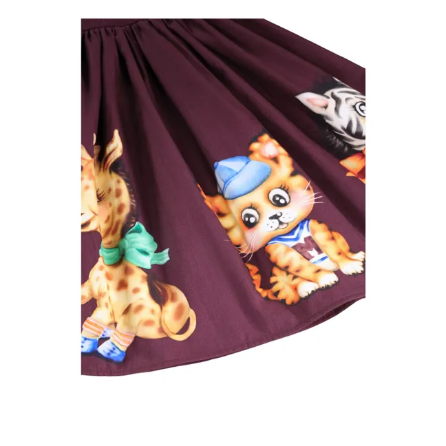 Robe Cassie Tigres Coton Bio | Bordeaux