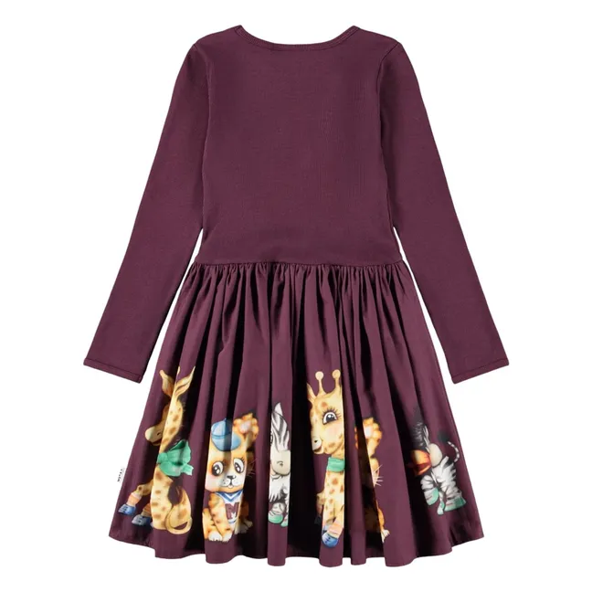 Cassie Tigers organic cotton dress | Burgundy