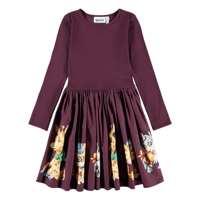 Cassie Tigers organic cotton dress | Burgundy