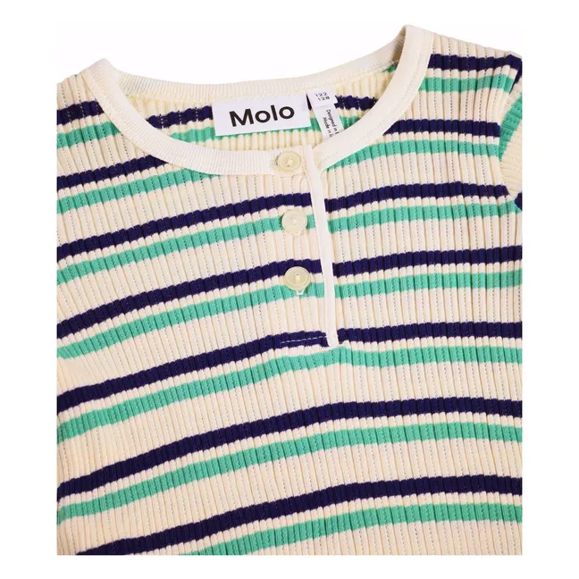 Camiseta de algodón orgánico a rayas Ruby | Crema