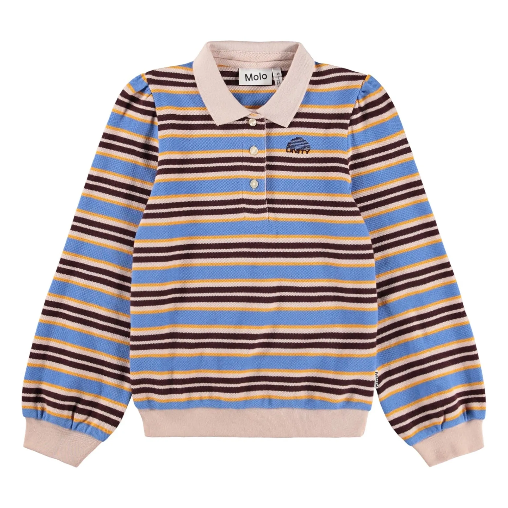 Molo Light Blue Ravi Striped Organic Cotton Polo Shirt