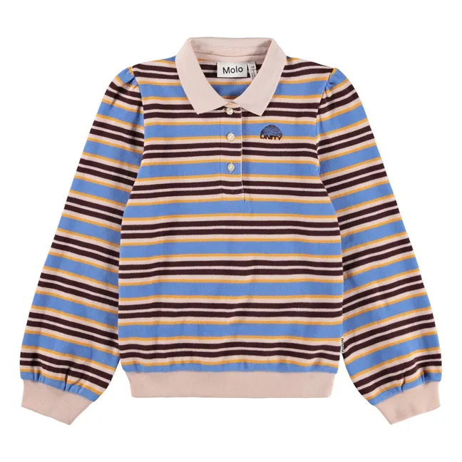 Polo Ravi Rayé Coton Bio | Bleu Clair