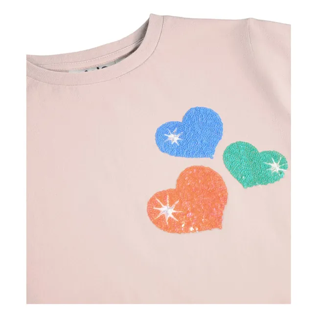 T-Shirt Ranva Cœurs Coton Bio | Rose pâle