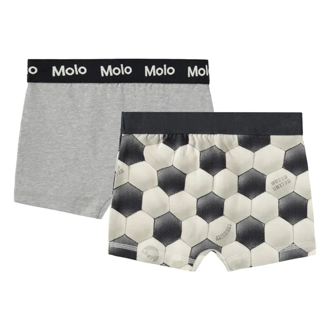 Lot de 2 Boxers Justin Ballon de Foot Coton Bio | Gris