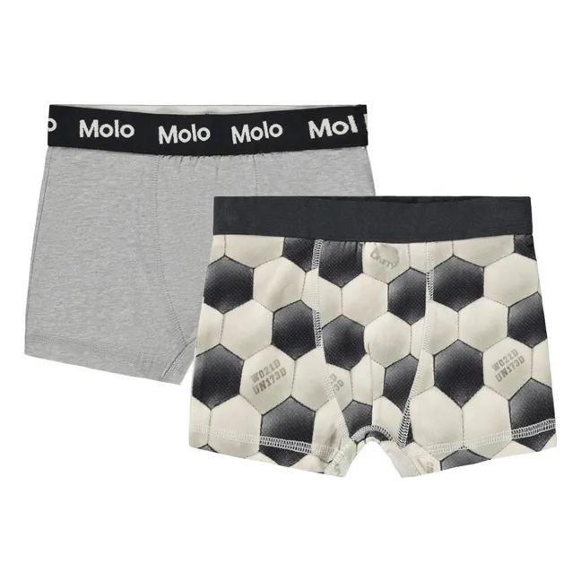 Lot de 2 Boxers Justin Ballon de Foot Coton Bio | Gris