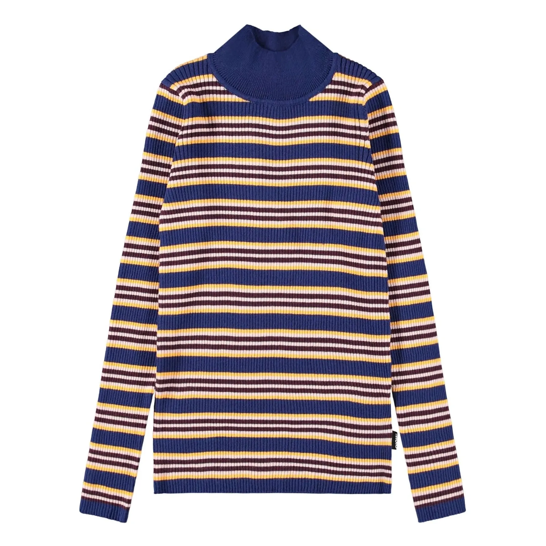 Molo Navy Blue Ginevra Organic Cotton Striped Turtleneck