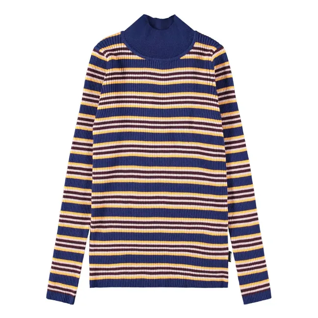 Col Roulé Ginevra Rayé Coton Bio | Bleu marine