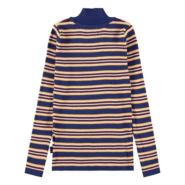 Col Roulé Ginevra Rayé Coton Bio | Bleu marine