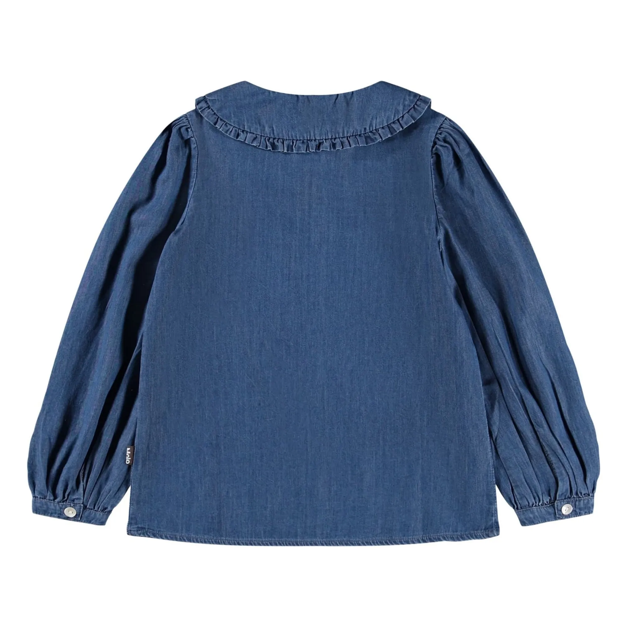 Blouse Col Claudine Robbin Denim Coton Bio | Bleu- Image produit n°4