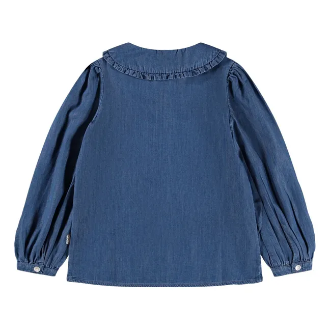 Blouse Col Claudine Robbin Denim Coton Bio | Bleu