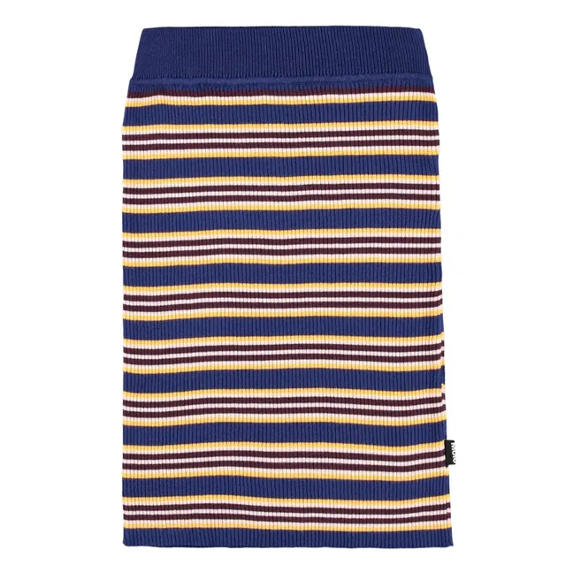 Jupe Benitta Rayée Coton Bio | Bleu marine