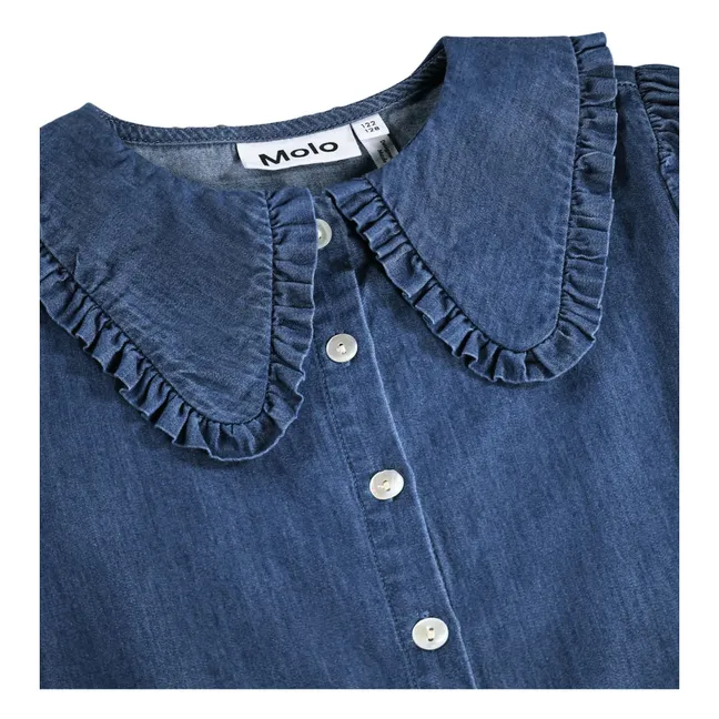 Blouse Col Claudine Robbin Denim Coton Bio | Bleu