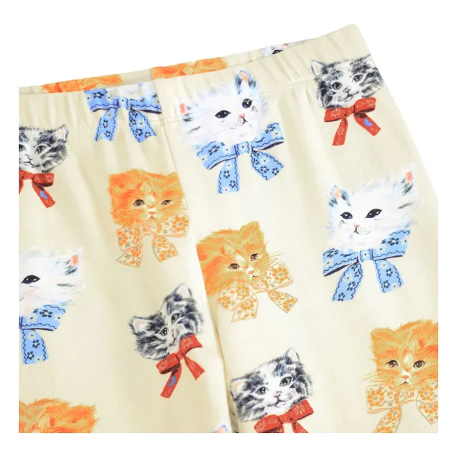 Pyjama Lue Katzen Bio-Baumwolle | Elfenbeinfarben