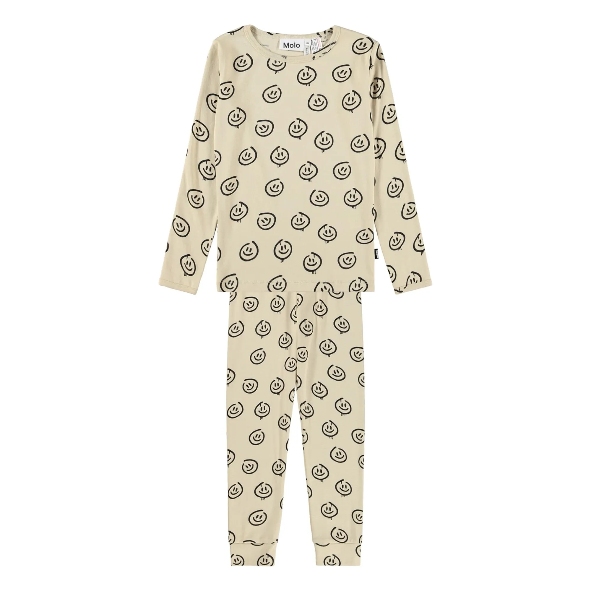 Molo Pale Yellow Lue Smiley Organic Cotton Pyjamas