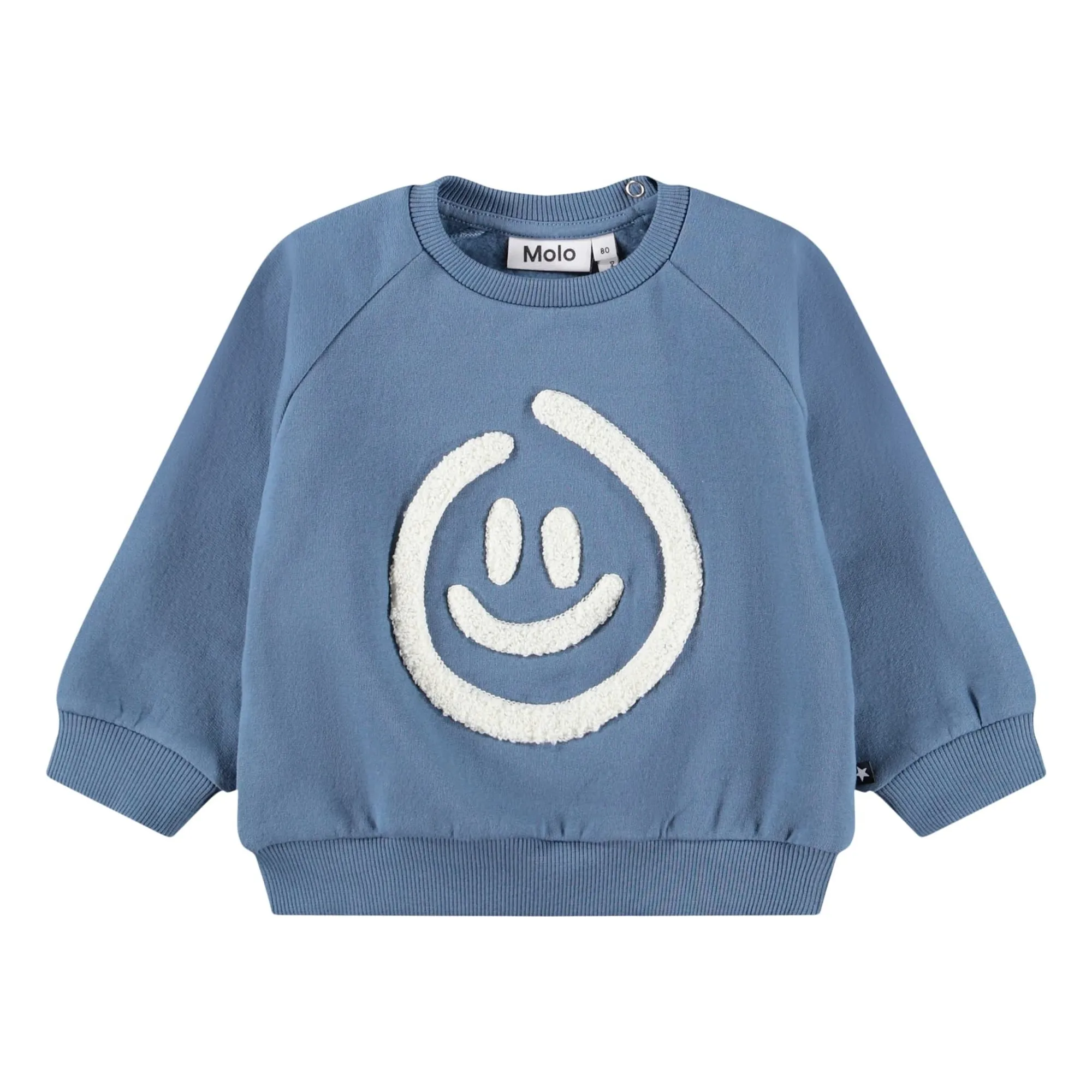 Molo Light Blue Disc Smiley Organic Cotton Sweater