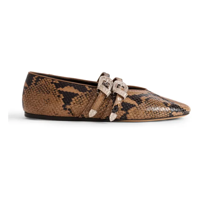 Ballerinas Classic Claudia Python Leather | Taupe brown
